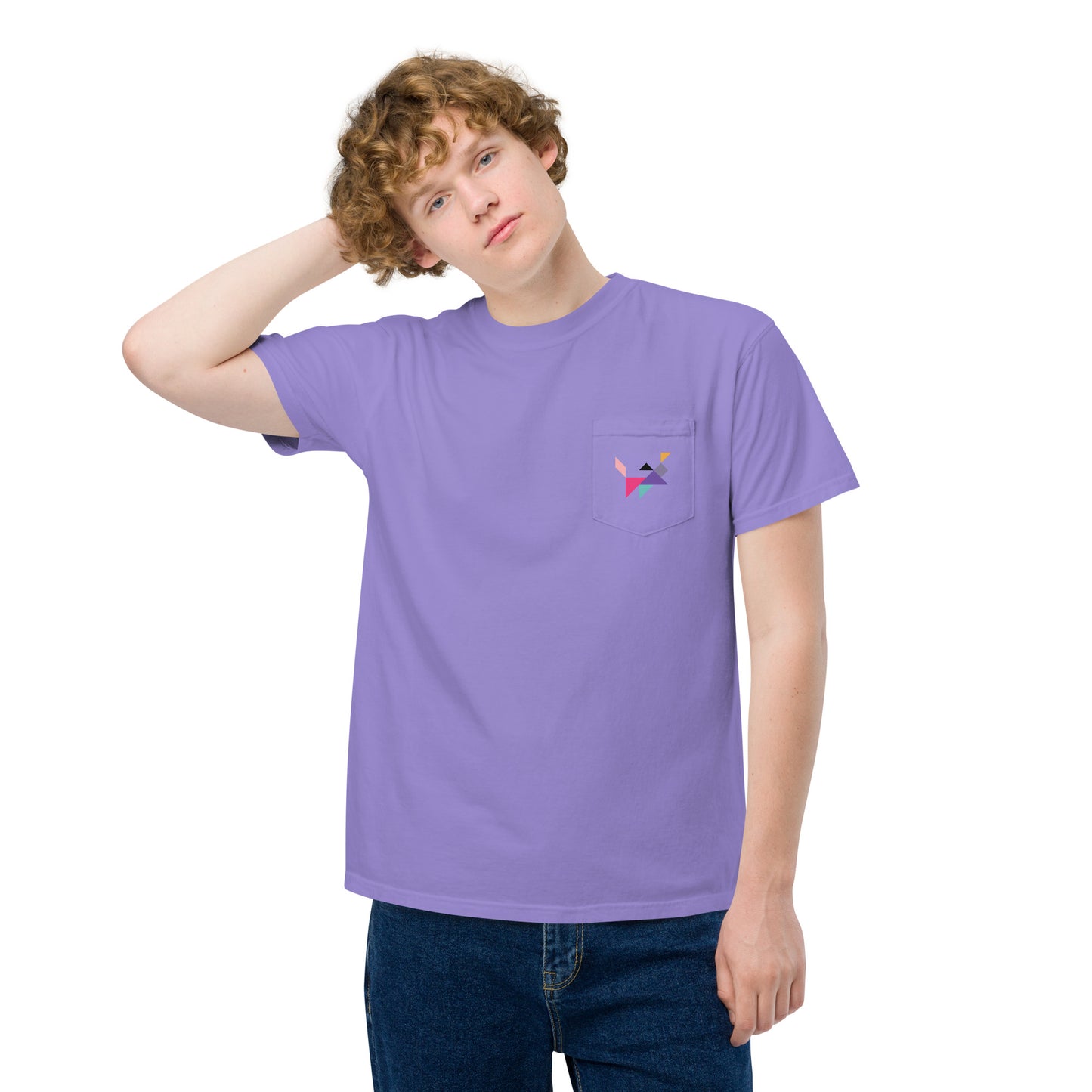 Happy doggo violet unisex pocket t-shirt